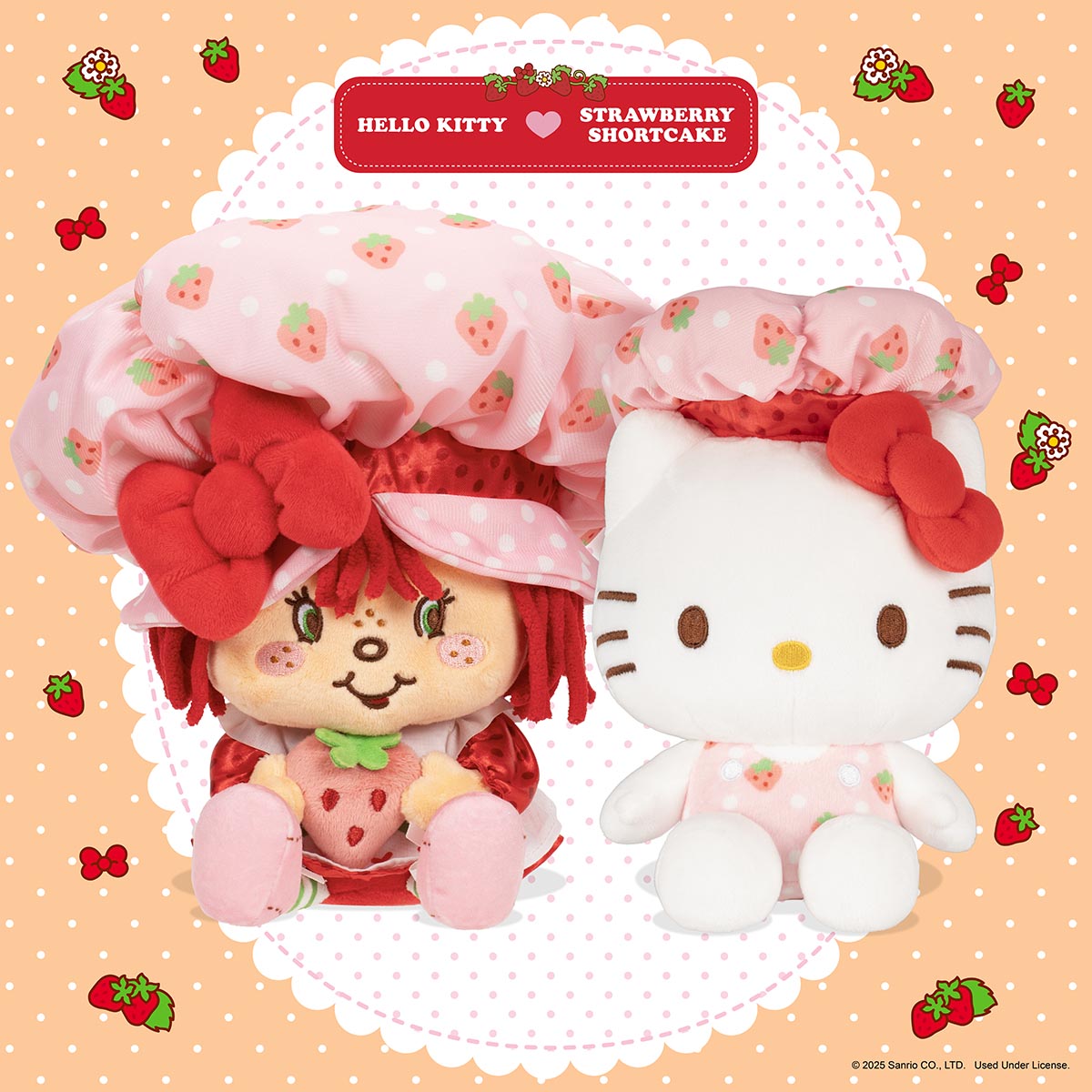 Hello Kitty and Friends 8-Inch Strawberry Shortcake x Hello Kitty Plush 2-Pack - Image 2